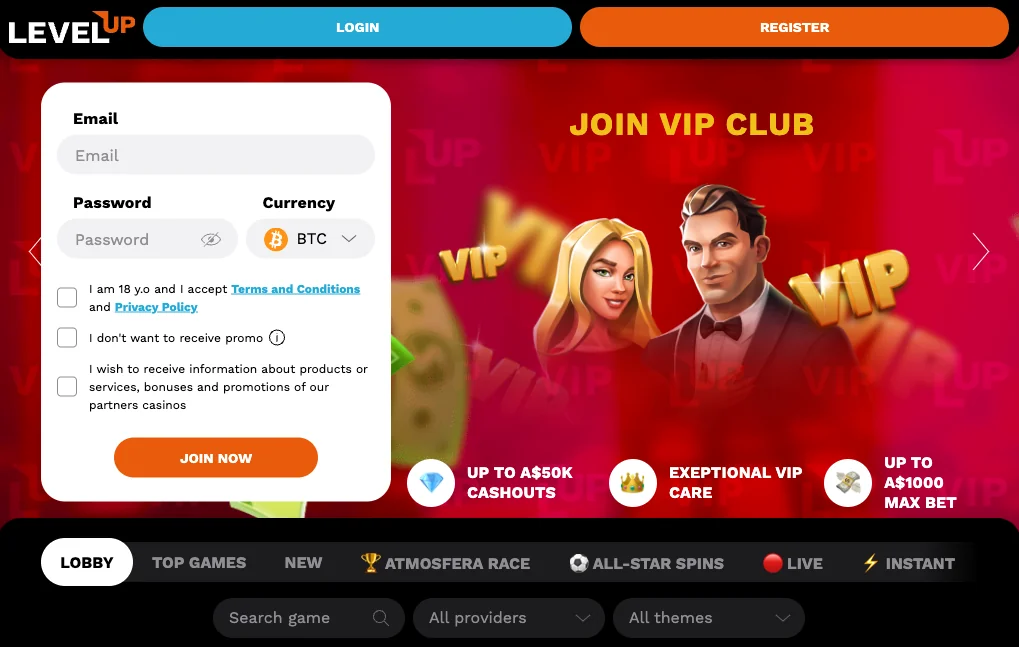 Level up Casino No Deposit Bonus